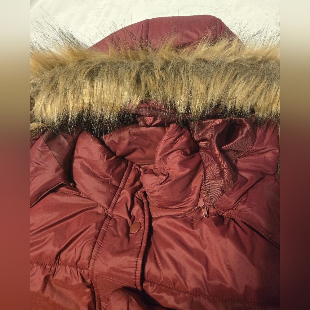 NWT Haute Edition Women's Long Padded Puffer Jacket with Faux Fur Lined Hood - Picture 14 of 16